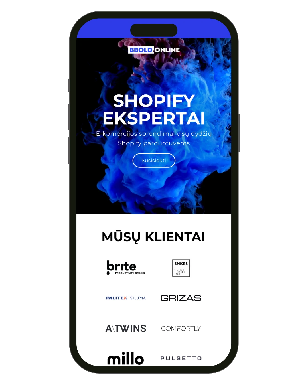 Shopify ekspertai BBOLD online portfolio
